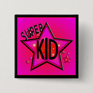 Star Super Kid Pink Sq Button