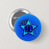 Star Super Kid Round Blue Button (Vorne & Hinten)