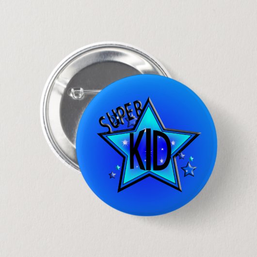Star Super Kid Round Blue Button (Vorne & Hinten)