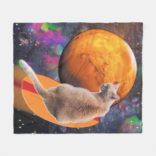 Star Surfer Cat Chili Pepper Fleecedecke (Vorderseite (Horizontal))