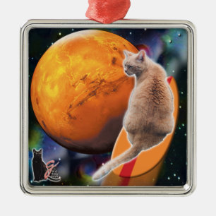 Star Surfer Cat Chili Pepper Ornament Aus Metall