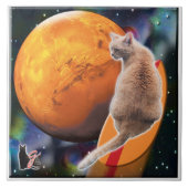 Star Surfer Cat Chili Pepper Tile Fliese (Vorderseite)