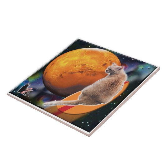 Star Surfer Cat Chili Pepper Tile Fliese (Seite)