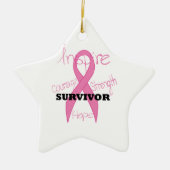 Star Survivor Rosa Brustkrebs Schleife Ornament (Vorne)