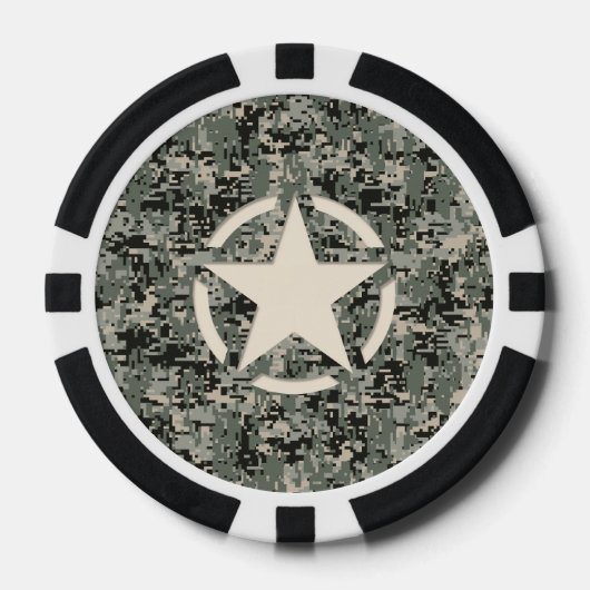 Star Symbol Pixel Digital Camouflage Pokerchips (Vorderseite)