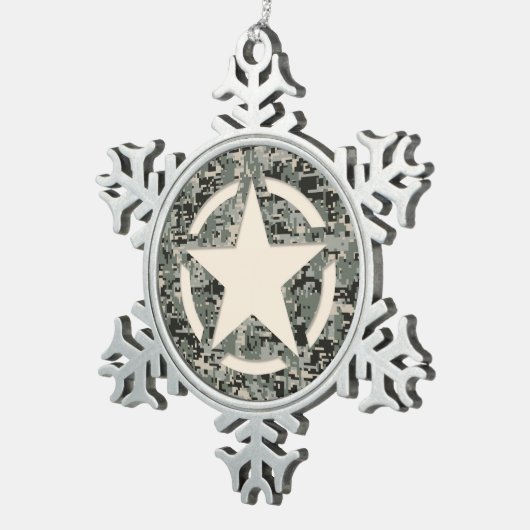 Star Symbol Pixel Digital Camouflage Schneeflocken Zinn-Ornament (Rechts)