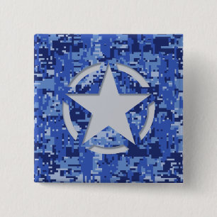 Star Tag Decal Navy Blue Camouflage Button