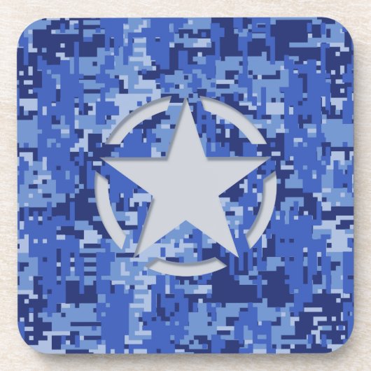 Star Tag Decal Navy Blue Camouflage Getränkeuntersetzer (Vorderseite)