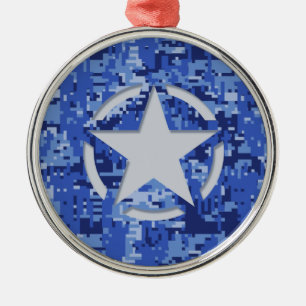 Star Tag Decal Navy Blue Camouflage Ornament Aus Metall