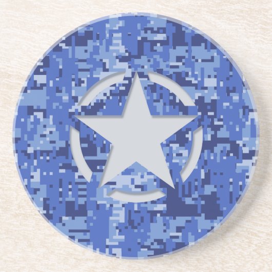 Star Tag Decal Navy Blue Camouflage Sandstein Untersetzer (Vorne)