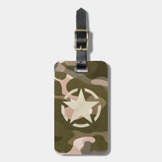 Star-Tag im Burlap-Camouflage-Stil Gepäckanhänger (Vorderseite vertikal)