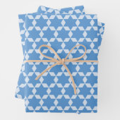 Star Tiles Geometric Hanukkah Muster in Blau Geschenkpapier Set (Beispiel)