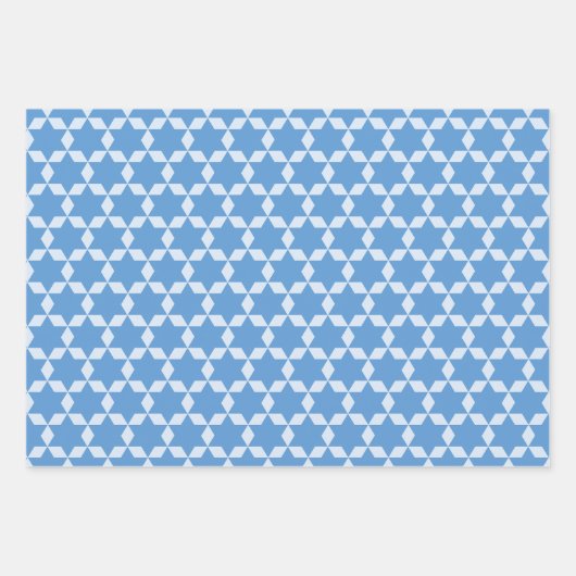 Star Tiles Geometric Hanukkah Muster in Blau Geschenkpapier Set (Vorderseite)