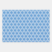 Star Tiles Geometric Hanukkah Pattern Blau Geschenkpapier Set (Vorderseite 3)
