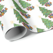 Star-topped Christmas Trees and Gifts Pattern Geschenkpapier (Rolleneckpunkt)