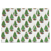 Star-topped Christmas Trees and Gifts Pattern Große Geschenktüte (Vorderseite)