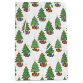 Star-topped Christmas Trees and Gifts Pattern Mittlere Geschenktüte (Vorderseite)