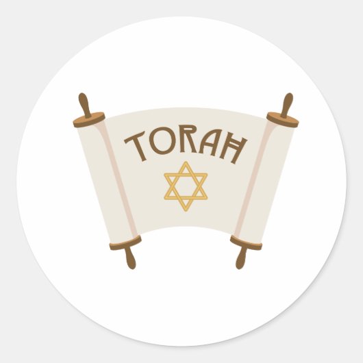 Star Torah Runder Aufkleber (Vorderseite)