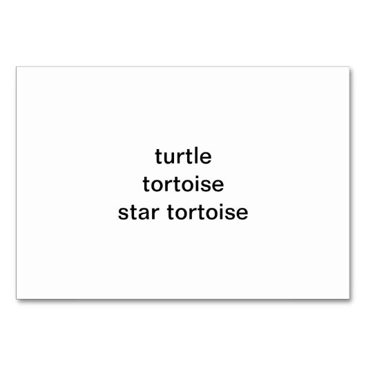 Star Tortoise Turtle Reading Flashcards für Erwach Tischnummer (Rückseite)