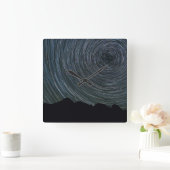 Star Trails Around Polaris | Ingalls Pass Quadratische Wanduhr (Zuhause)