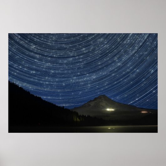 Star Trails Over Mount Hosting in Trillium Lake Po Poster (Vorne)