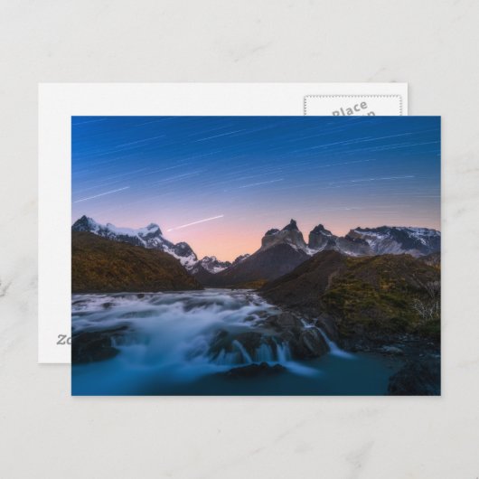 Star Trails über Torres del Paine Postkarte (Vorne/Hinten)