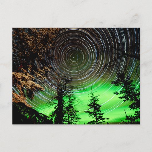 Star Trails und Northern Lights Aurora borealis Postkarte (Vorderseite)