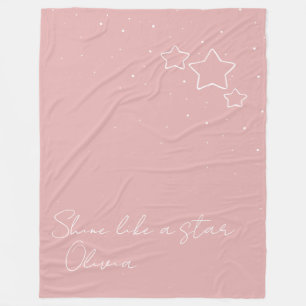 Star Trio in Rosa und Weiß mit Nachricht und Name Fleecedecke