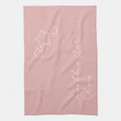 Star Trio in Rosa und Weiß mit Nachricht und Name Geschirrtuch (Vertikal)