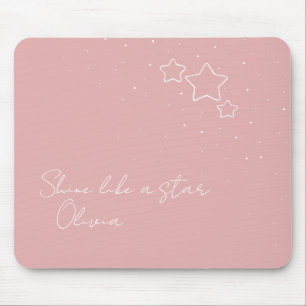 Star Trio in Rosa und Weiß mit Nachricht und Name Mousepad