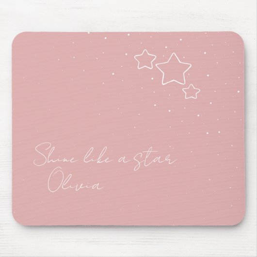Star Trio in Rosa und Weiß mit Nachricht und Name Mousepad (Vorne)