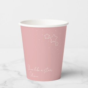 Star Trio in Rosa und Weiß mit Nachricht und Name Pappbecher