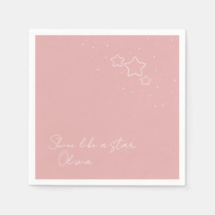 Star Trio in Rosa und Weiß mit Nachricht und Name Serviette