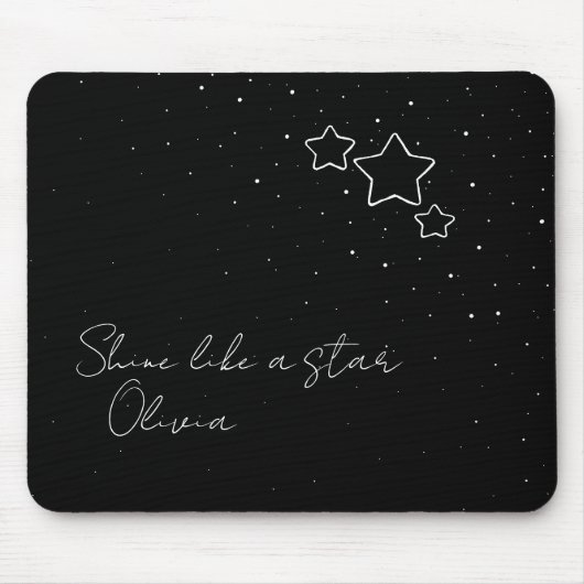 Star Trio in Schwarz und Weiß mit Nachricht und Na Mousepad (Vorne)