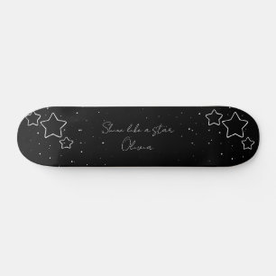 Star Trio in Schwarz und Weiß mit Nachricht und Na Skateboard