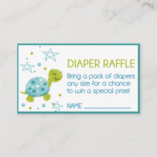Star Turtle Baby Dusche Windeln Raffle Begleitkarte (Vorderseite)
