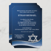 Star und Blue Wave Bar Mitzvah Einladung (Vorne/Hinten)