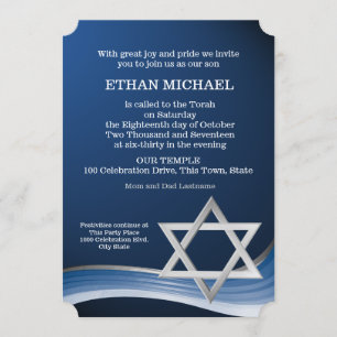 Star und Blue Wave Bar Mitzvah Einladung