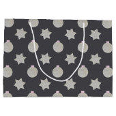 Star und Weihnachten Bauble Silver und Black Große Geschenktüte (Rückseite)