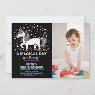 Star Unicorn Geburtstagseinladungen mit Foto Einladung