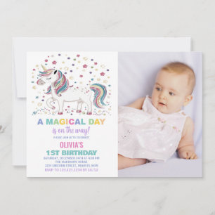 Star Unicorn Geburtstagseinladungen mit Foto Einladung