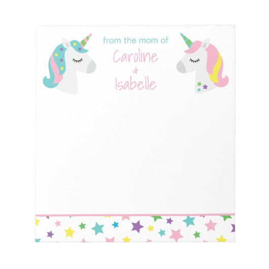 Star Unicorn Personalisiert Notepad Notizblock (Vorderseite)
