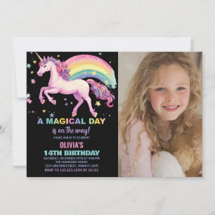 Star Unicorn Rainbow Birthday Einladungen Foto