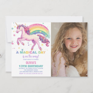 Star Unicorn Rainbow Birthday Einladungen Foto