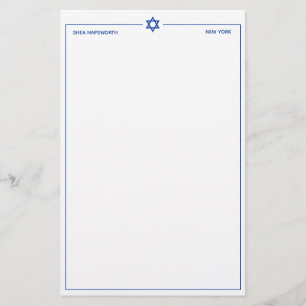 Star von David 5,5 x 8,5" Personalisiert Stationer Briefpapier