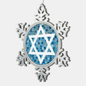 Star von David auf Blue Mosaic Tile Muster Ornamen Schneeflocken Zinn-Ornament (Rechts)