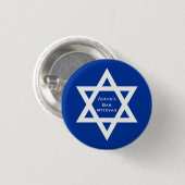 Star von David Bar Mitzvah blau Button (Vorne & Hinten)