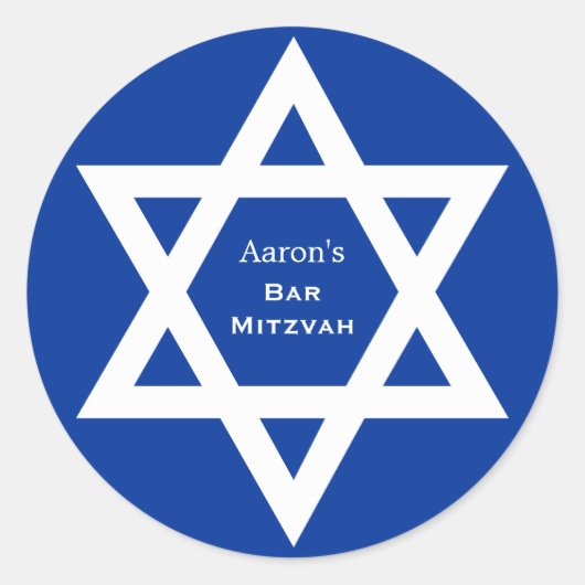 Star von David Bar Mitzvah blau Runder Aufkleber (Vorderseite)