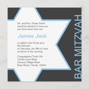 Star von David Bar Mitzvah - Blue & Gray Einladung