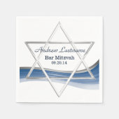 Star von David Bar Mitzvah Blue und Silver Serviette (Vorderseite)
